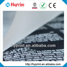 2015 high quality Customization Tagless Heat Transfer label